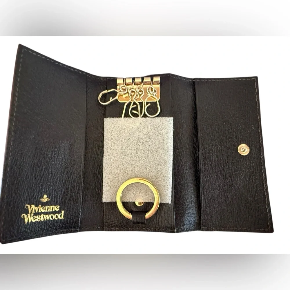 VIVIENNE WESTWOOD Black Four-Ring Key Holder Orb Design Unisex w Box & Bag NIB
